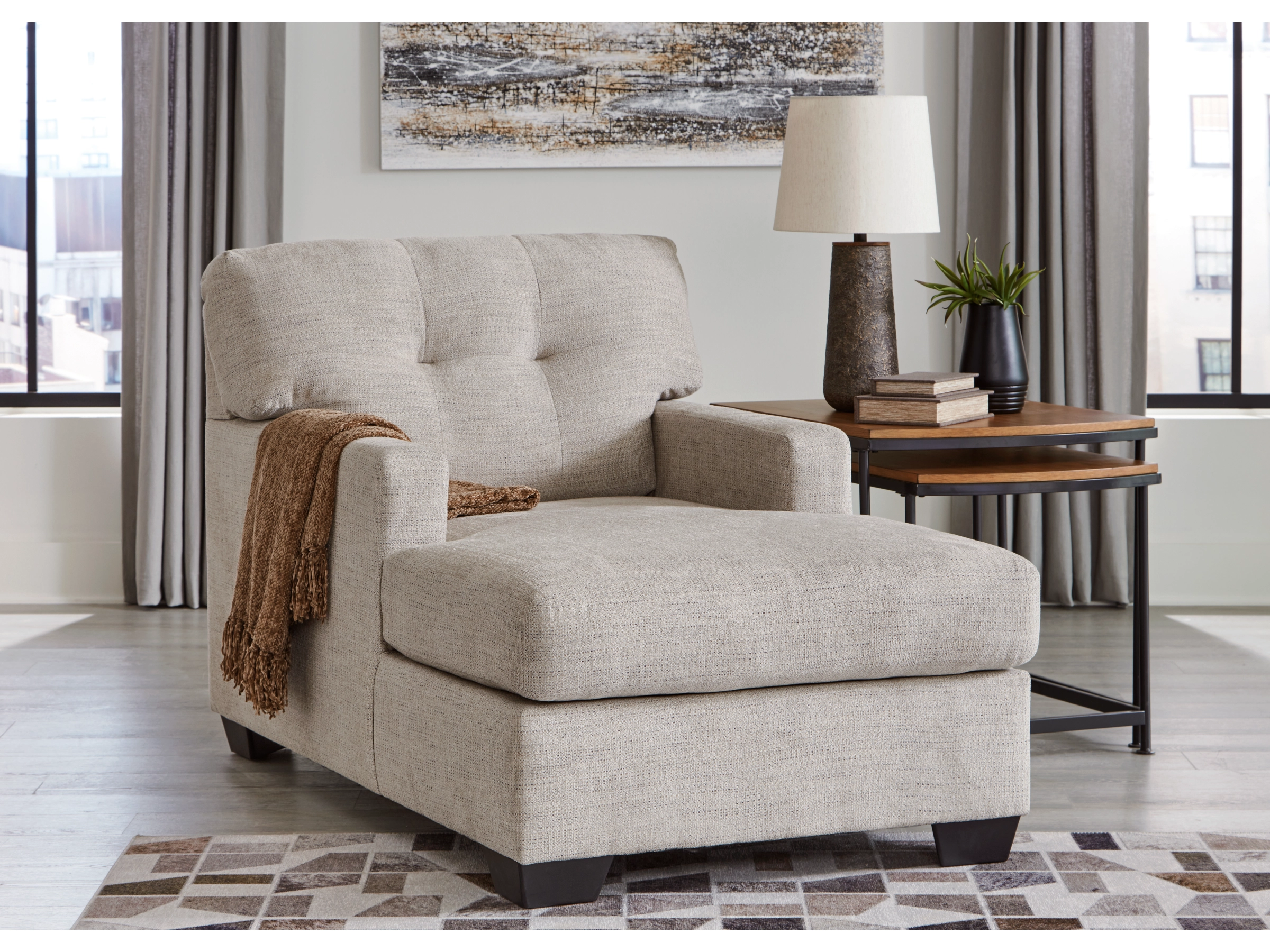 Mahoney Chaise - Pebble - Gallery Image 1